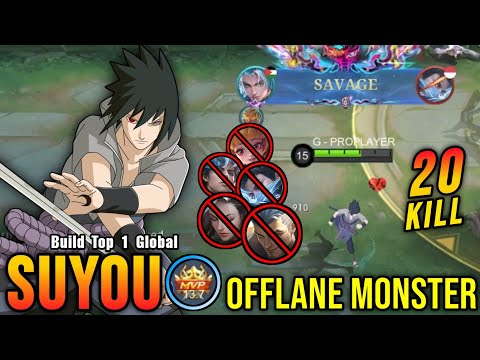 SAVAGE + 20 Kills!! Suyou Offlane Monster!! - Build Top 1 Global Suyou ~ MLBB