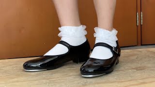 Linodes Mary janes Shiny Tap Shoes with White Ruffle Socks 2