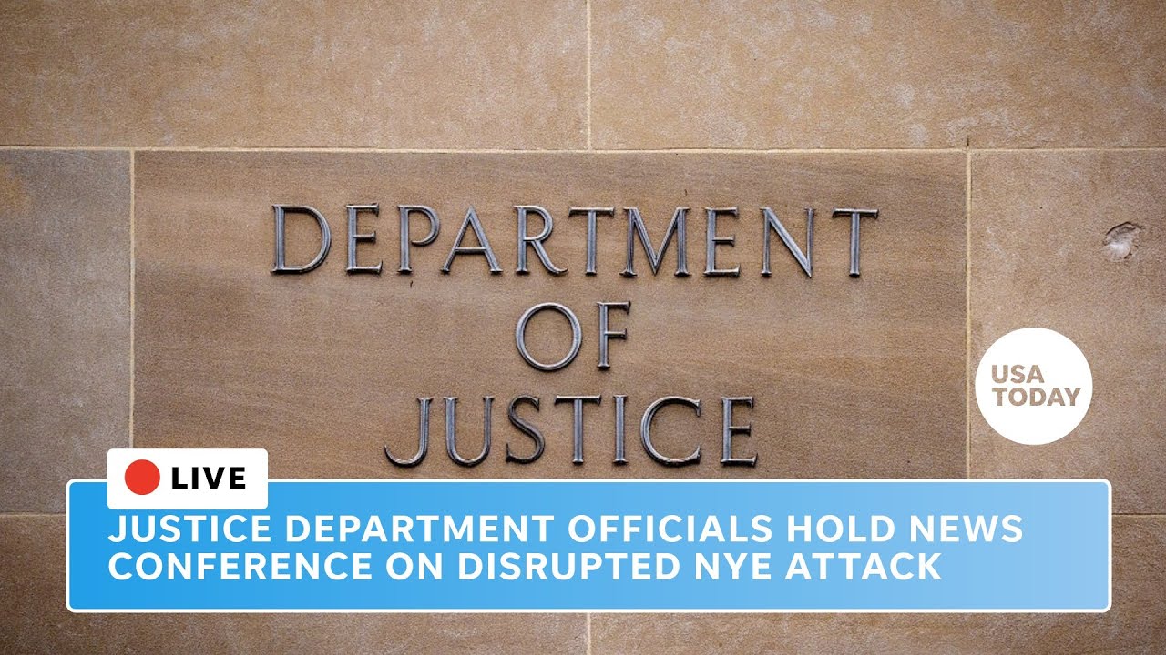 Justice Department officials hold news conference on disrupted New Year's Eve attack