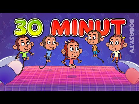 🐵 5 Malutkich Małpek Po Łóżku Skakało ❤️ Piosenki dla dzieci - Bobasy TV - Składanka 30 minut
