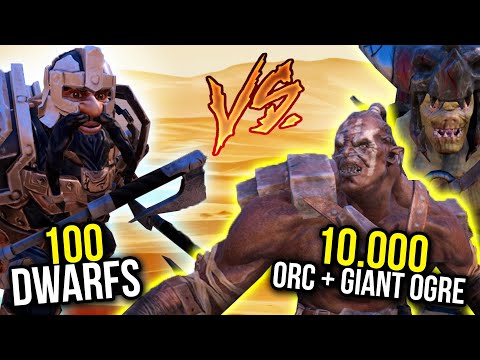 100 DWARFS vs 10.000 ORC + GIANT OGRES | Ultimate Epic Battle Simulator UEBS