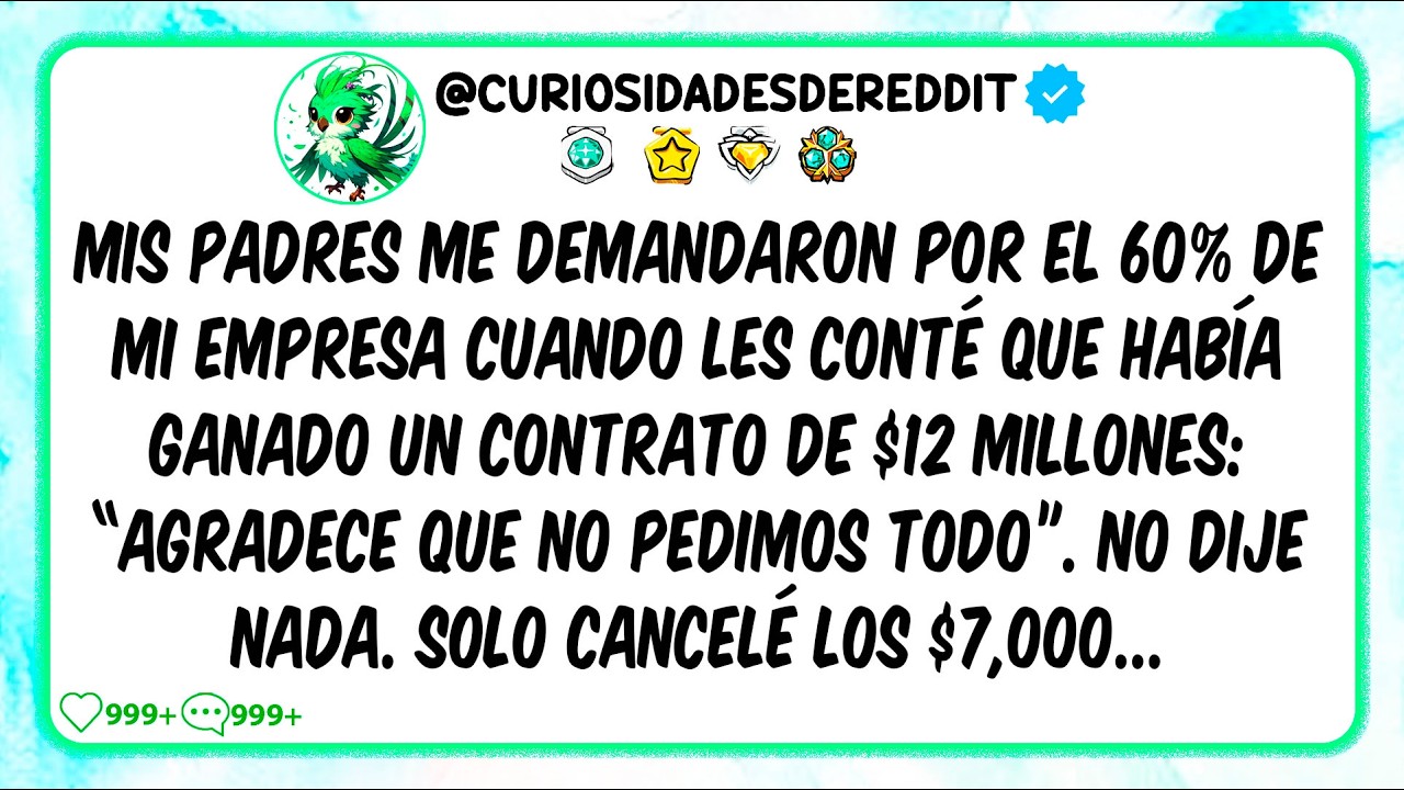 Mis padres me DEMANDARON por el 60% de MI empresa cuando les conté que había ganado $12 MILLONES