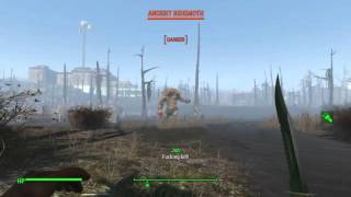 Fallout 4 - COMBAT KNIFE ONE HIT KILL ANCIENT BEHEMOTH WITH  NO STEALTH