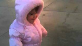 Baby girl running and falling on face