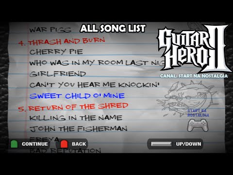 Guitar Hero 2 - SONG LIST / LISTA TODAS AS MUSICAS / SOUNDTRACK + BONUS MUSIC