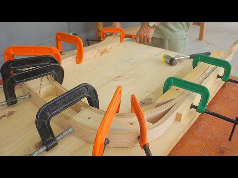 Amazing Creative Woodworking Ideas From Wood Strips // A Table With A Very Unique Modern Design