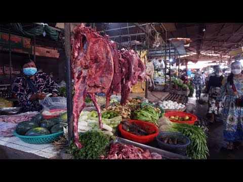 Driving Motor Go To Phsa Choam Chauv - Morning Food Market Scene @Choam Chauv - Motor Bike Tours