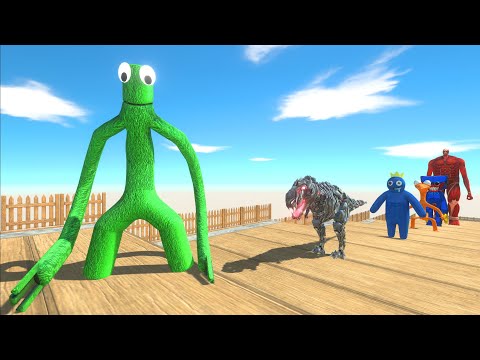 Rainbow Friend Green Death Fall - Animal Revolt Battle Simulator