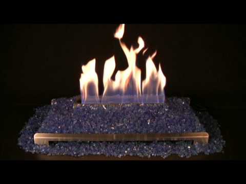 Alterna Cobalt Blue FireGlitter Set for See-through Fireplaces - Vent-Free Stainless steel Chassis Burner Video