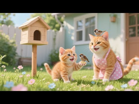 👉 GATA MÃE E GATINHO CONSTROEM ABRIGO 🐦 PARA PÁSSAROS SEM LAR | HISTÓRIA ENCANTADORA