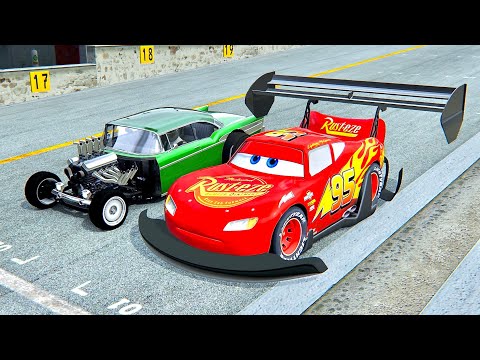 Lightning McQueen GTR vs Hot Wheels Tornado - Drag Race