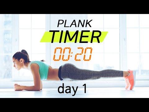 Plank Timer💙 day 1 - 30 days challenge with music ( 20 sec )  |  플랭크 1일차