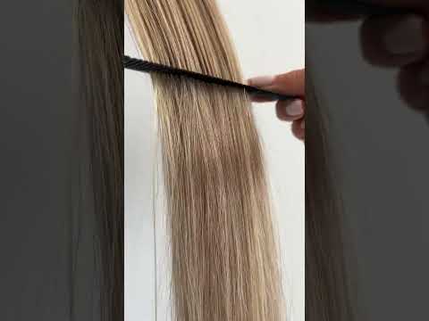 Натуральне волосся на заколках 50 см, 1 пасмо x 20 см, горіх з меліруванням (№08/613) video