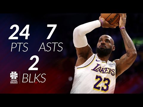 LeBron James 24 pts 7 asts 2 blks vs Raptors 25/26 season
