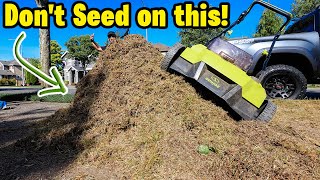 Our Neighbor's Lawn is going to be a tough Spring Renovation 😳 NEVER BEEN DETHATCHED!