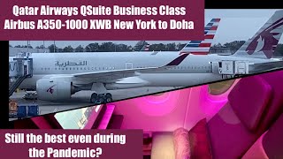 Pandemic Luxury Travel: Qatar Airways QSuite Business Class Airbus A350-1000 New York to Doha