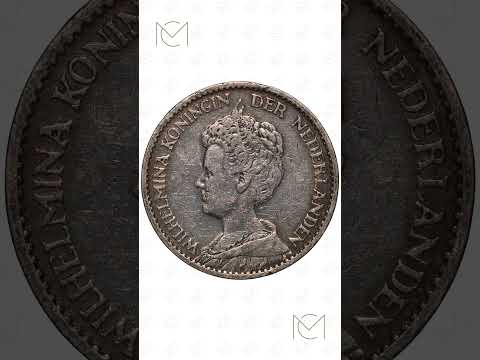 1911 Netherlands Wilhelmina 1 Gulden Coin - Mansbridge Coins