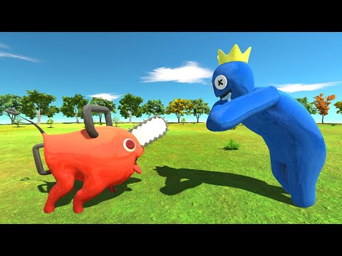 Pochita vs Rainbow Friends Blue - Animal Revolt Battle Simulator