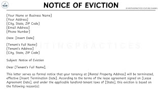 [LETTER TEMPLATE] How To Write A NOTICE OF EVICTION Letter Steps Guide | Writing Practices