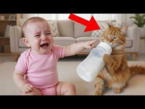 Cats Are Stealing Babies Food 😂😂 Cat videos Laughing Babies
