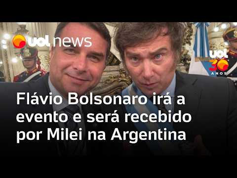 Flávio Bolsonaro irá a evento pró Israel e será recebido por Milei na Argentina
