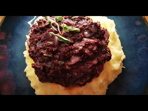 Grandma's black pudding on mashed potatoes