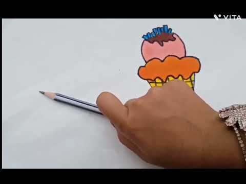 Easy ice creams 🍦🍧 drawing brush pens  # drawing # khadija's skills ( 2 types ice creams 🍦🍧