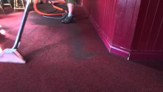 Turning up the heat on a beer glazed pub carpet.  The machine can be controlled for temperature, vacuum and solution pressure to suit the task at hand.