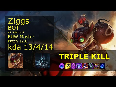 Rank 5 EUW Ziggs Bot: Ziggs vs Karthus