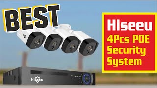 Hiseeu 4Pcs POE H.265+ Security IP Cameras 8CH 5MP NVR Camera System