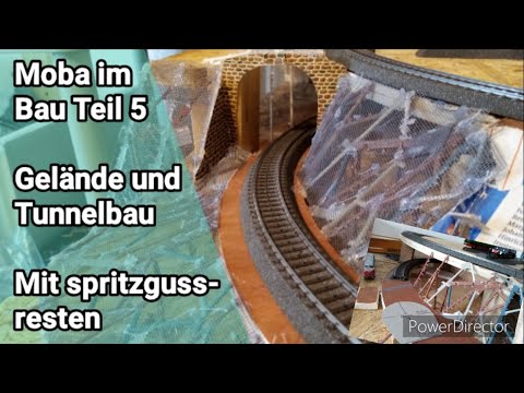 Moba im Bau Teil 5# Gelände und Tunnelbau mit spritzgussresten. (Info stand der Anlage)
