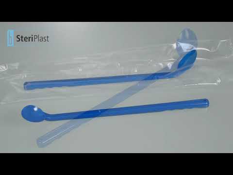 Sampling spoon curved, long handle, blue