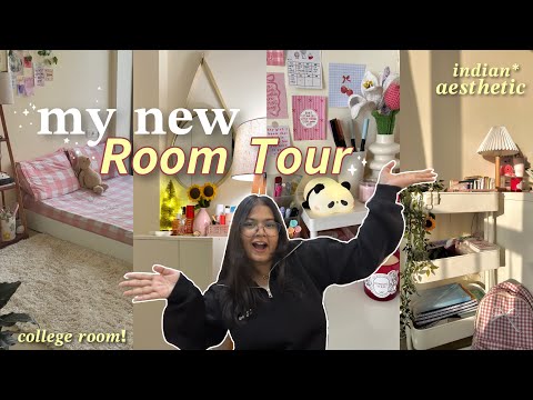 Aesthetic Indian Room Tour ♡ 𐙚✨| Pinterest inspired college room🎀