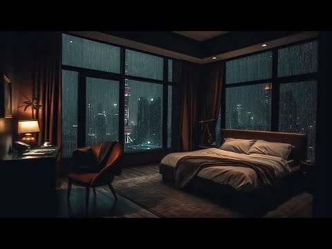 Sleep within 5 minutes | Rain pouring down the window of New York - The sound of rain lulls sleep