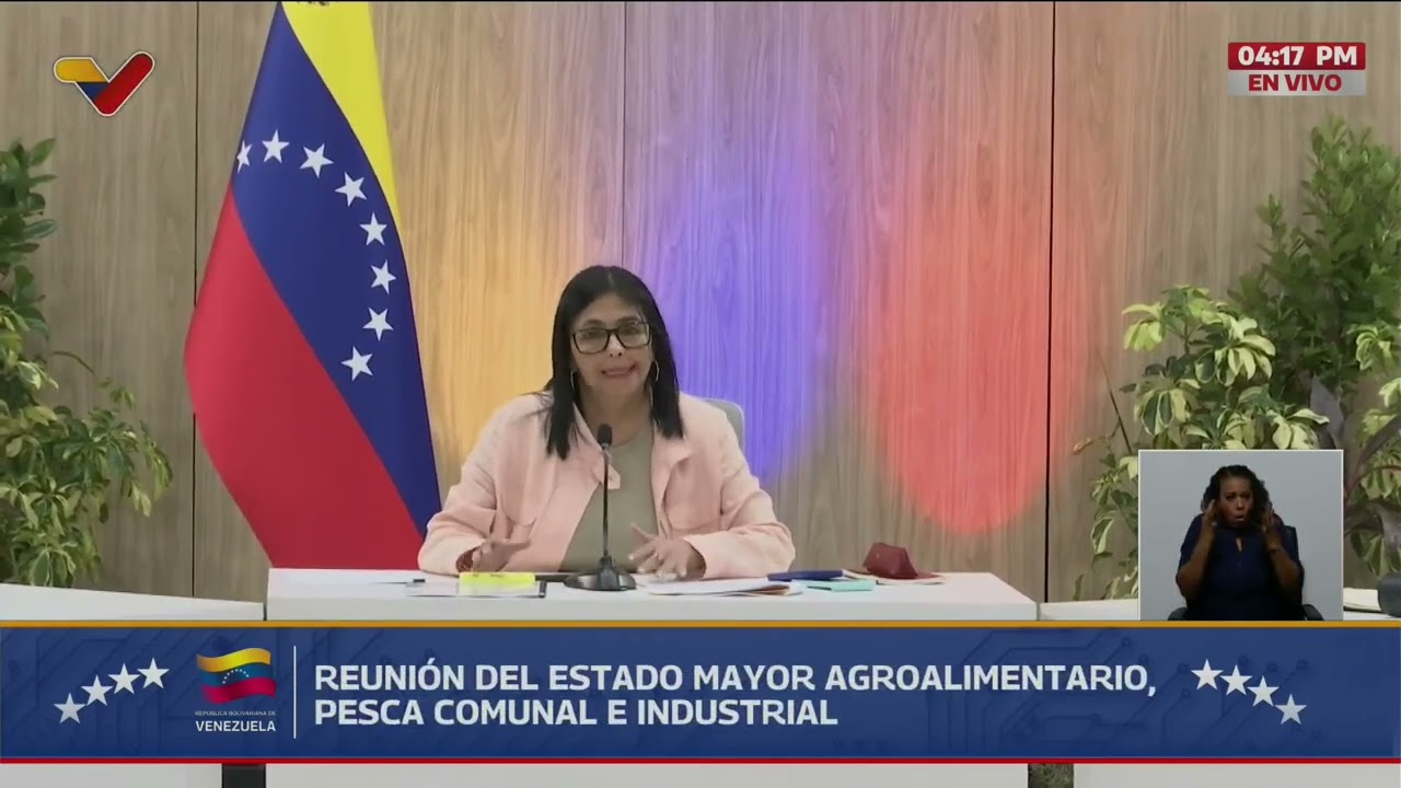 Delcy Rodríguez en reunión con el Estado Mayor Agroalimentario: Responde a amenazas