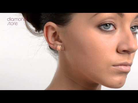 B3362 - Coral 9 x 7 mm 9K Yellow Gold Earrings