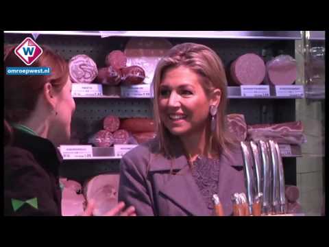 Maxima op bezoek bij slagerij in Voorschoten