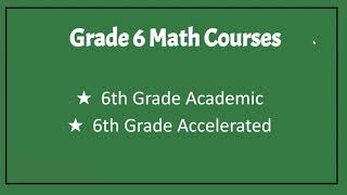 6th Grade Math Course Offerings