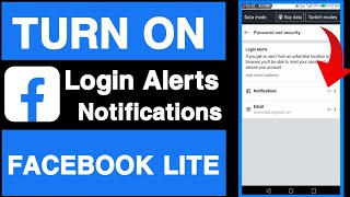 How to turn on login alerts on facebook lite through notifications||Login alerts facebook lite