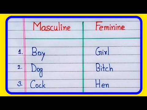 Masculine and Feminine words | Gender noun in English grammar| 20 Masculine and Feminine list