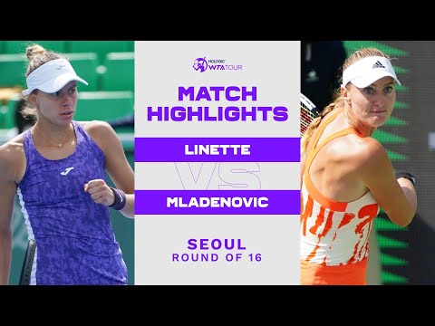 Теннис Magda Linette vs. Kristina Mladenovic | 2022 Seoul Round of 16 | WTA Match Highlights