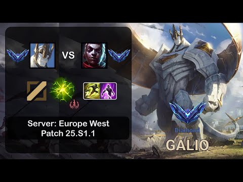 Galio Mid vs Ekko - EUW Server - Patch 25.S1.1