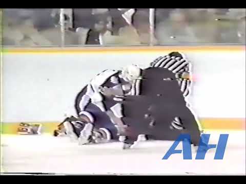 NHL Oct. 26, 1983 Jim Korn,TOR v Dave Semenko,EDM Toronto Maple Leafs Edmonton Oilers
