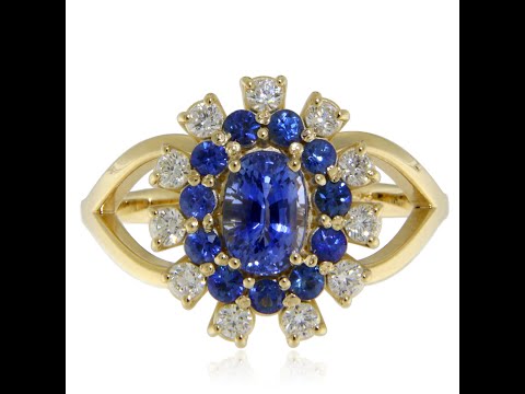 Inel Split Shank Aur Galben 14 k Safir Natural de Ceylon Diamante Naturale - Gratie si Distinctie