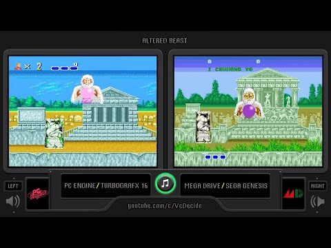 Altered Beast (PC Engine vs Sega Genesis) Side by Side Comparison (Juuouki)