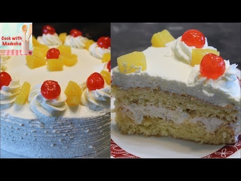 Pineapple Cake Recipe - Homemade Fresh Cream Cake Recipe By Cook with MADEEHA