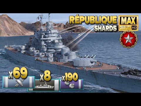Battleship République with "hurting back" on map Shards - World of Warships