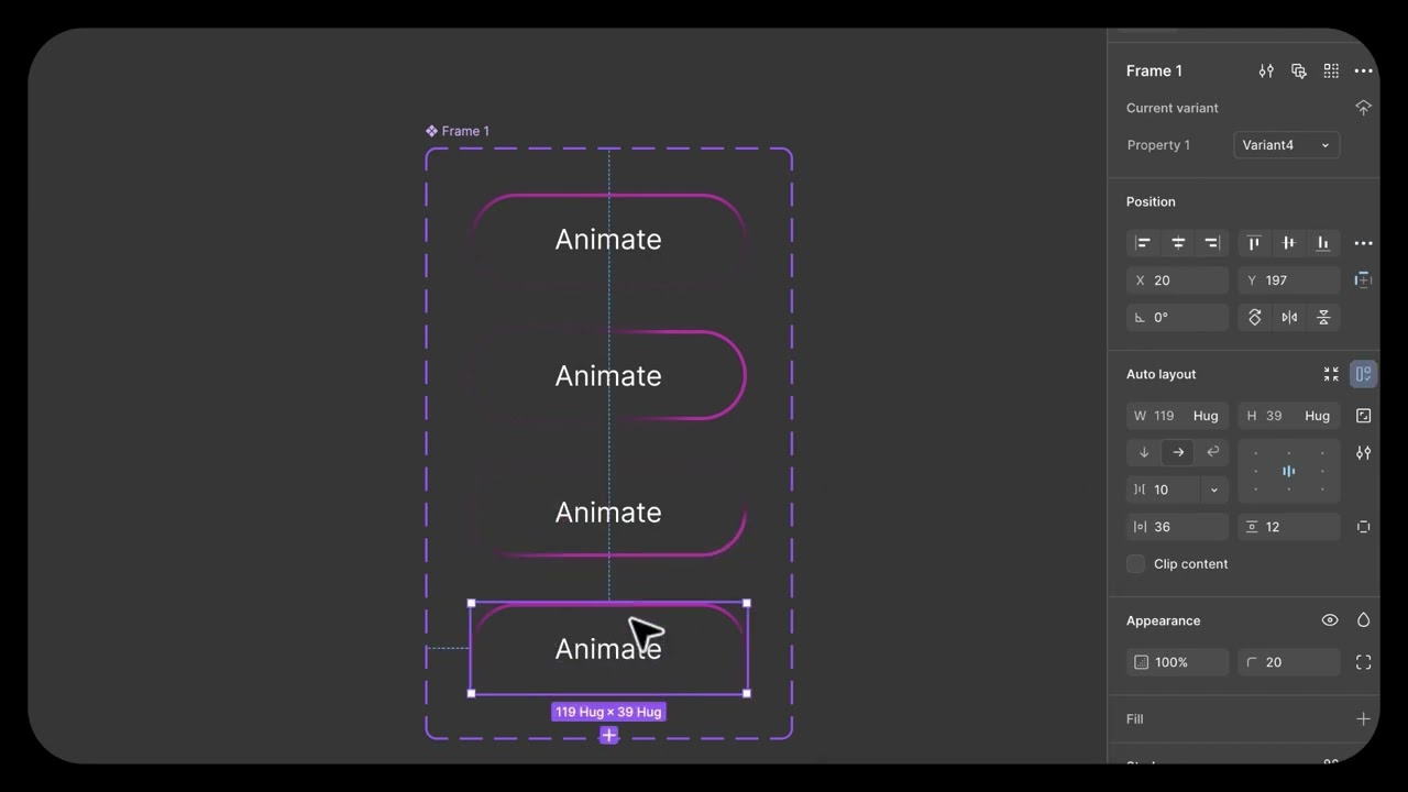 Learn how to create an animated gradient button on Figma