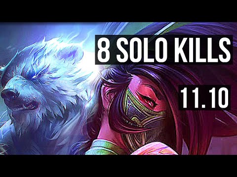 VOLIBEAR vs AKALI (TOP) | 8 solo kills, 14/2/12, Legendary, 400+ games | NA Challenger | v11.10