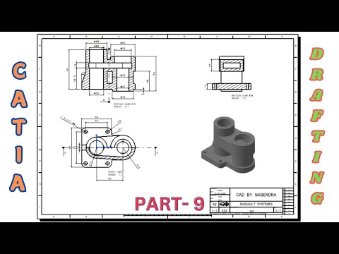 CATIA V5 Drafting Tutorials Part-9 |  Part Design with Drafting